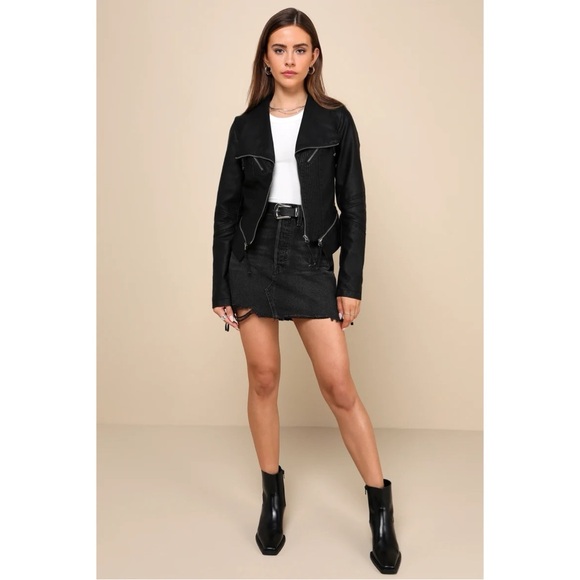 | lulus • up on a tuesday black vegan leather jacket • small | - Picture 3 of 16